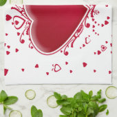 Twee rode harten voor Valentijnsdag Theedoek (Gevouwen)