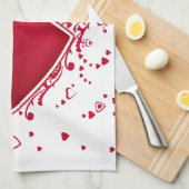 Twee rode harten voor Valentijnsdag Theedoek (Quarter Fold)