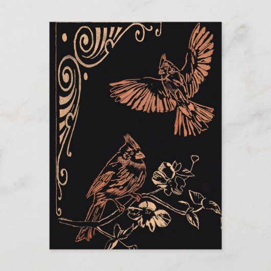 Twee rode kardinalen briefkaart (Voorkant)