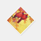 Twee rode kardinalen gouden achtergrond servetten (Hoek)