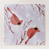 Twee Rode Kardinalen | Watercolor Herinnering Legpuzzel (Horizontaal)