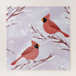 Twee Rode Kardinalen | Watercolor Herinnering Legpuzzel