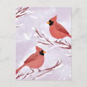 Twee rode kardinalen | Waterverf-herinnering Briefkaart (Voorkant)