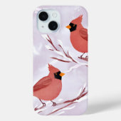 Twee rode kardinalen | Waterverf-herinnering Case-Mate iPhone Case (Achterkant)