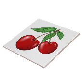 Twee rode kersen fruit tegeltje (Zijkant)
