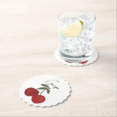 Twee rode kersen Illustratie | Mooie Fruit Kunst  Kartonnen Onderzetters (Insitu)