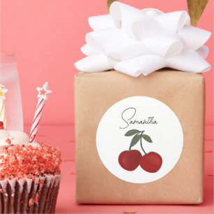 Twee rode kersen Illustratie Mooie Fruit Kunst Ronde Sticker