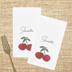 Twee rode kersen Illustratie Mooie Fruit Kunst Servet