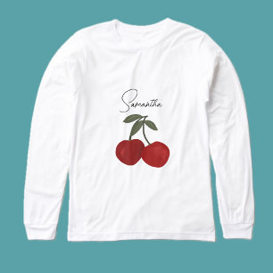 Twee rode kersen Illustratie Mooie Fruit Kunst Tri-Blend Shirt