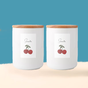 Twee rode kersen Illustratie Mooie Fruit Kunst Voedselcontainer Etiket