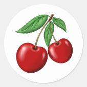 Twee Rode Kersen Ronde Sticker (Voorkant)