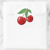Twee Rode Kersen Ronde Sticker (Tas)