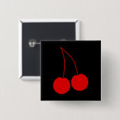 Twee Rode Kersen. Vierkante Button 5,1 Cm (Voorkant /achterkant)