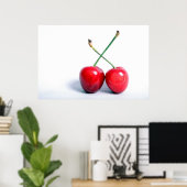 Twee rode kersen voedsel fotografie Print (Thuiskantoor)