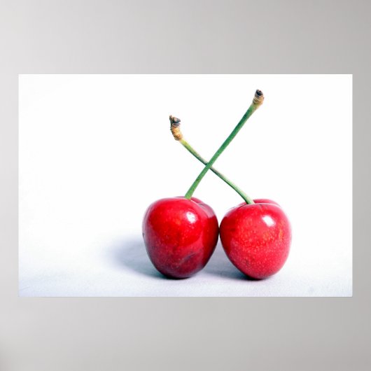 Twee rode kersen voedsel fotografie Print (Voorkant)