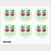 Twee rode kerstballen ronde sticker (Vel)