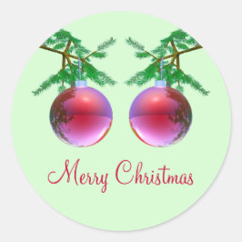 Twee rode kerstballen ronde sticker