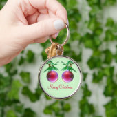 Twee rode kerstballen sleutelhanger (Hand)