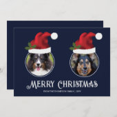 Twee rode kerstkaarten aangepaste fotosjabloon op  feestdagenkaart (Voorkant / Achterkant)