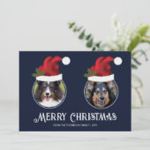 Twee rode kerstkaarten aangepaste fotosjabloon op  feestdagenkaart (Staand voorkant)