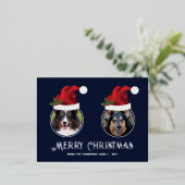 Twee rode kerstkaarten aangepaste fotosjabloon op folie feestdagen briefkaart (Staand Voorkant)