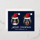 Twee rode kerstkaarten aangepaste fotosjabloon op folie feestdagen briefkaart (Voorkant / Achterkant)