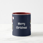 Twee Rode Kerstmannenmutsen Aangepaste Foto Sjablo Mok (Midden)