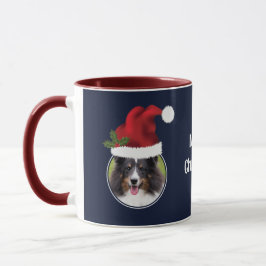 Twee Rode Kerstmannenmutsen Aangepaste Foto Sjablo Mok