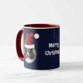 Twee Rode Kerstmannenmutsen Aangepaste Foto Sjablo Mok (Voorkant links)