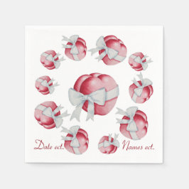 twee rode liefdesharten en witte boeg romantische  servetten