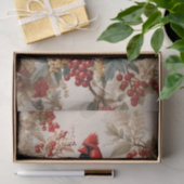 Twee rode noordelijke kardinaalvogels en bessen tissuepapier (Geschenk)