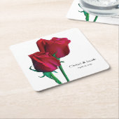 Twee Rode Rijen met Tekst Kartonnen Onderzetters (Schuin)