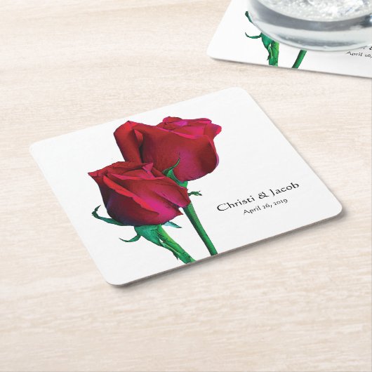 Twee Rode Rijen met Tekst Kartonnen Onderzetters (Schuin)