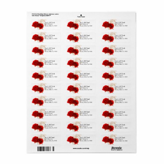 Twee rode rozen etiket (Full Sheet)