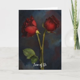 Twee rode rozen houden van elkaar  kaart