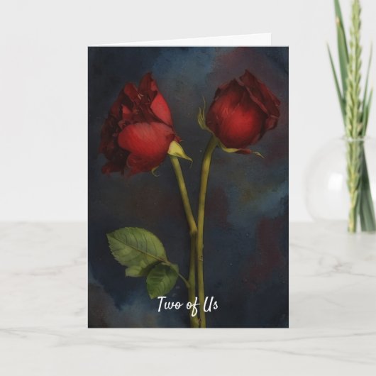 Twee rode rozen houden van elkaar kaart (Voorkant)