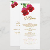 Twee rode rozen Huwelijk Menu Uitnodiging (Voorkant / Achterkant)