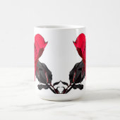 Twee rode rozen raken in het midden koffiemok (Center)