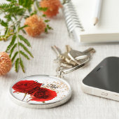 Twee rode rozen sleutelhanger (Zijkant)