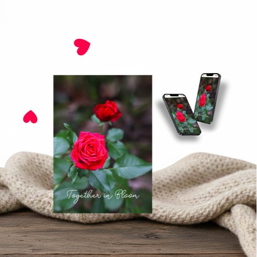 Twee rode rozen voor Valentijnsdag Kaart