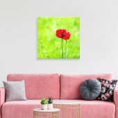 Twee rode tulpbloemen canvas afdruk (Insitu (Woonkamer))