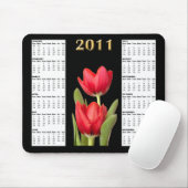 Twee Rode Tulpen 2011 Kalender Mousepad Muismat (Met muis)