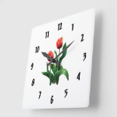 Twee rode tulpen vierkante klok (Hoek)