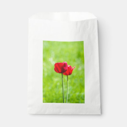 Twee rode tulpenbloemen bedankzakje (Voorkant)