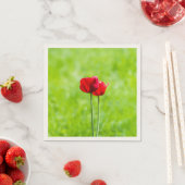 Twee rode tulpenbloemen servetten (Insitu)
