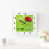 Twee rode tulpenbloemen vierkante klok (Huis)