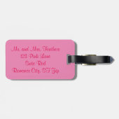 Twee rode veren roze monogram Bagagelabels (Achterkant horizontaal)