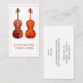 Twee rode violen en violiste en leraar visitekaartje (Voorkant / Achterkant)