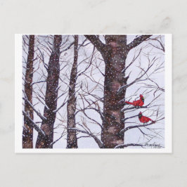 twee rode vogels in de winter, Copyright 2005 Briefkaart