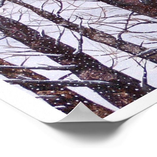 Twee rode vogels in de winter poster (Hoek)